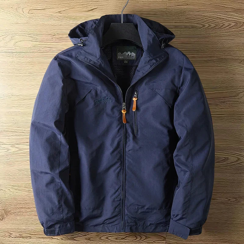 Men’s Outdoor Jacket – Regular Fit – Fleece Lined – Hooded Windproof Design