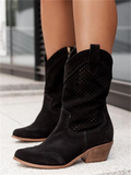Breathable Western Cowboy Boots: Lightweight all-season vegan leather fashion boots with intricate stitching.
