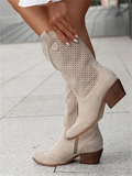 Breathable Western Cowboy Boots: Lightweight all-season fashion boots with intricate stitching, perfect for any occasion.