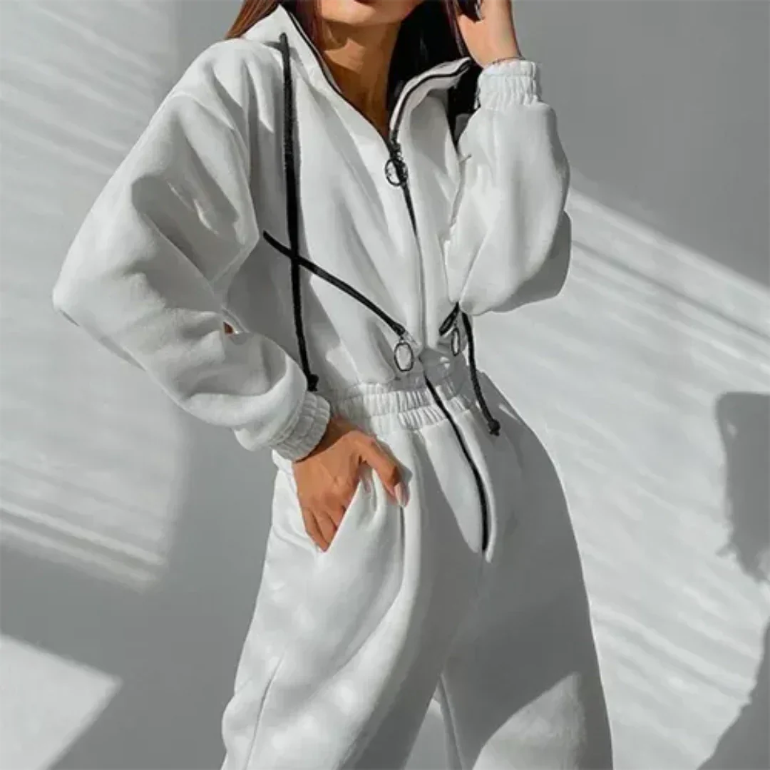 Fleece hoodie thermal jumpsuit for women