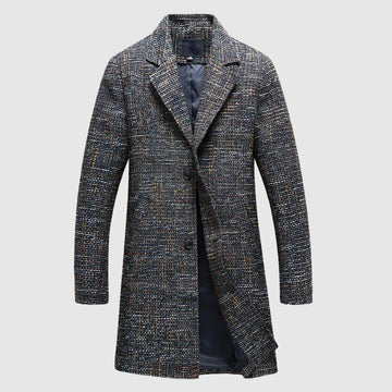 Men’s Wool Coat – Tailored Fit – Full Length – Notched Lapel – Button Front Formal Wear