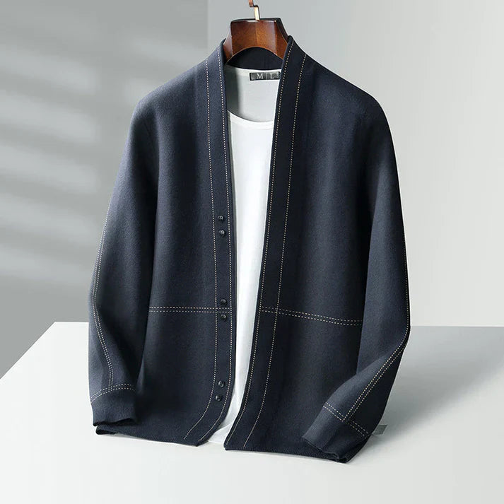 Men’s Cardigan – Wool – Relaxed Fit – Button Front – Soft Textured Casual Layer