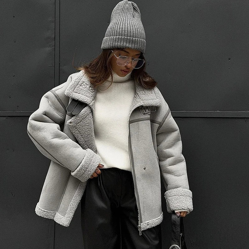 Luxury shearling winter coat for women