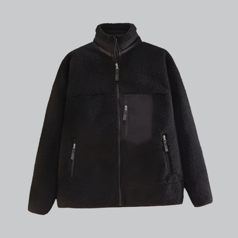 Outdoor zip pockets cashmere-lined jacket for men