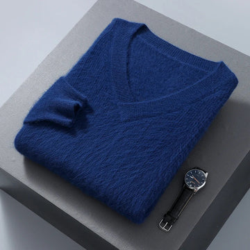 Men’s V-Neck SweatShirts – Wool Blend – Loose Fit – Soft Texture – Ribbed Hem & Cuffs