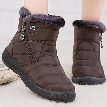 Women’s Snow Boots – Mid-Calf – Water-Resistant – Plush Fur Lining – Quilted – Side Zipper