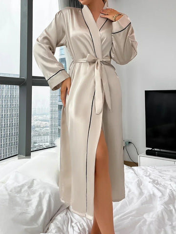 Classic belted kimono robe for women