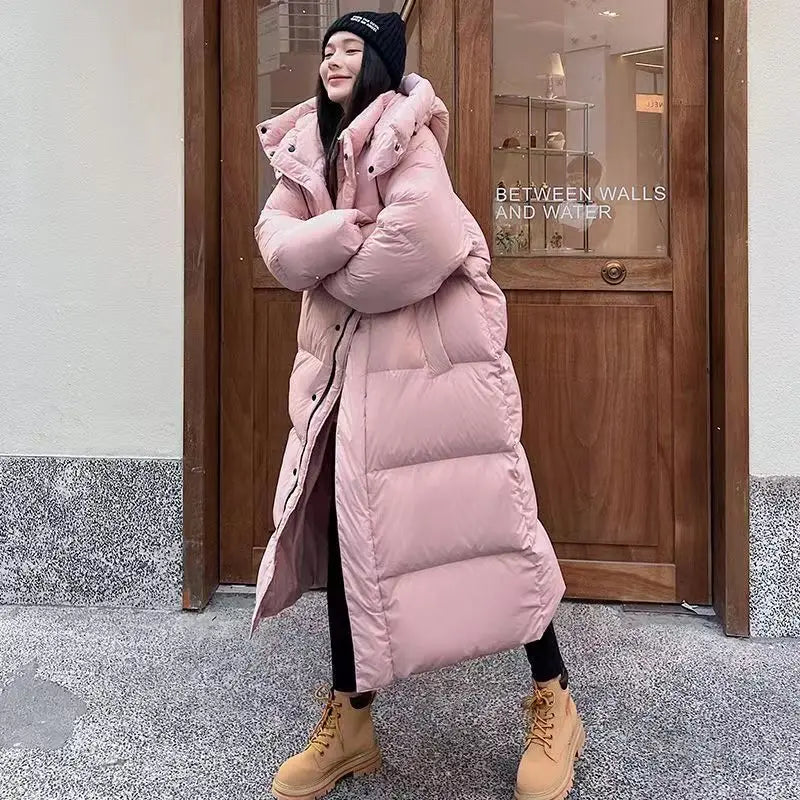 Long insulated winter parka jacket for women