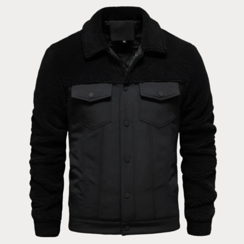 Insulated winter jacket with fur collar for men