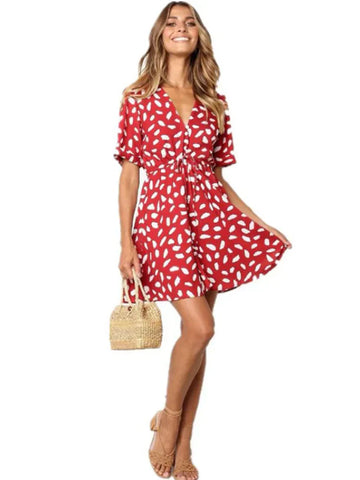 V-neck casual beach sundress for women