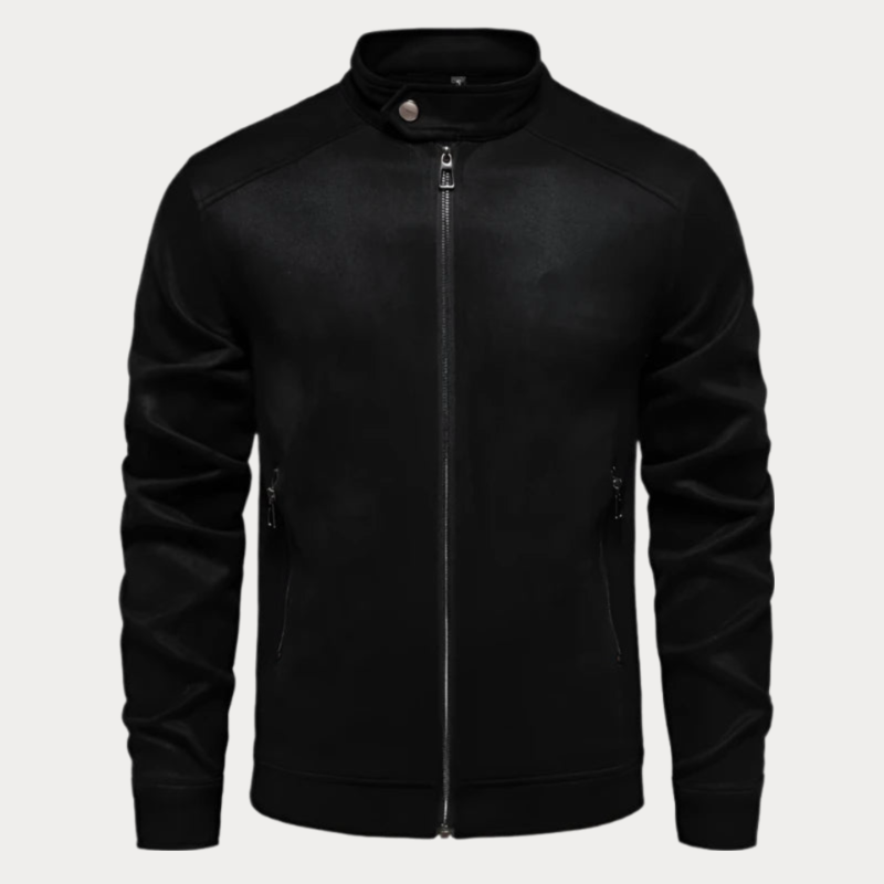 Stand collar zip-up jacket  for men