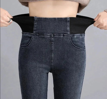 Women's Skinny Jeans - High-Waisted Stretch Denim - Comfortable Elastic Waistband
