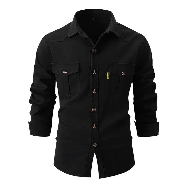 Collard long sleeve button-up shirt for men