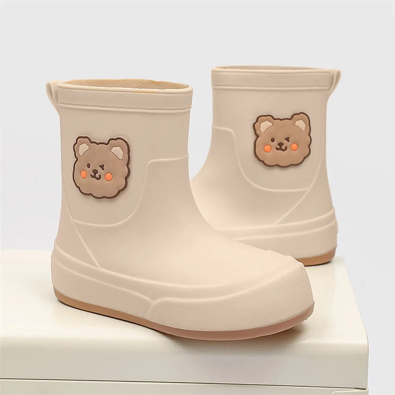 Women’s Rubber Boots – Waterproof – Ankle Length – Bear Design – Easy Pull-On Fit