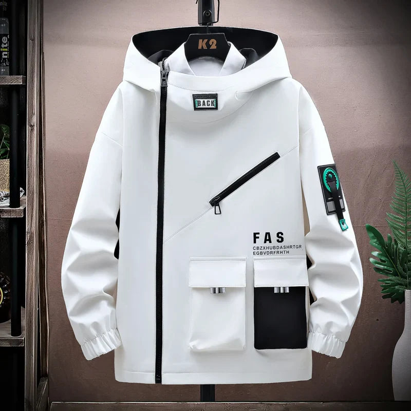Men’s Hooded Jacket – Relaxed Fit – Zip Front – Weather-Resistant – Urban Style