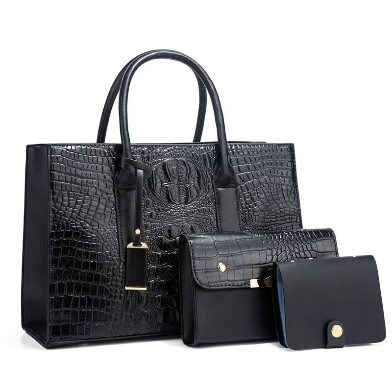 Elegant crocodile handbag set for women