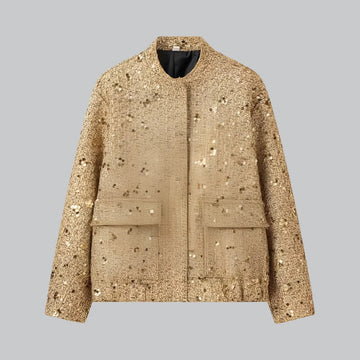 Sequin cropped bomber jacket for women