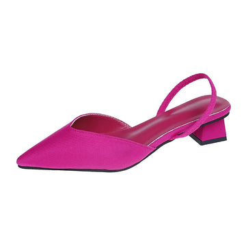 Women’s Slingback Kitten Heel Shoes – Satin – Pointed Toe – Elegant Fit