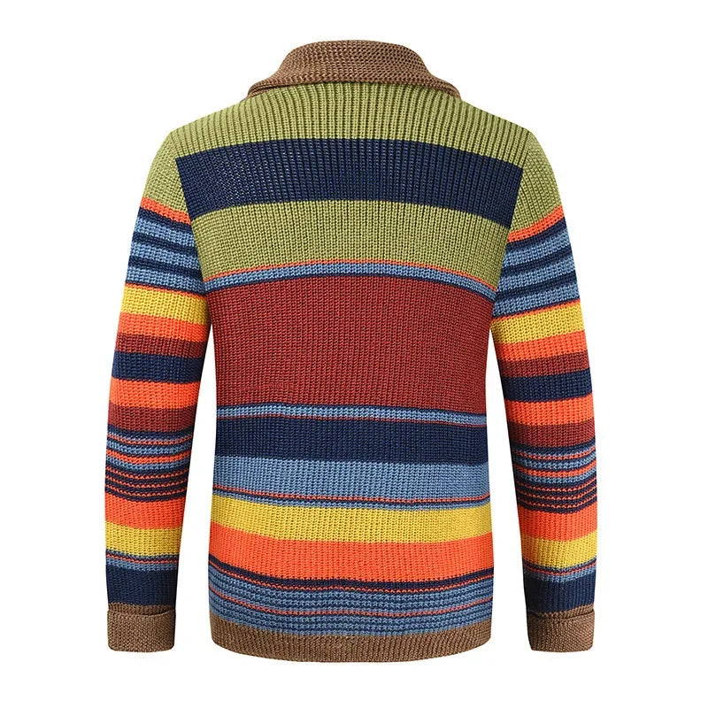 Multicolor striped cardigan for men