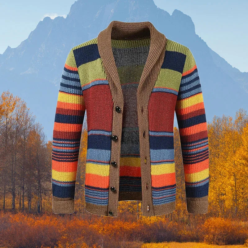 Multicolor striped cardigan for men