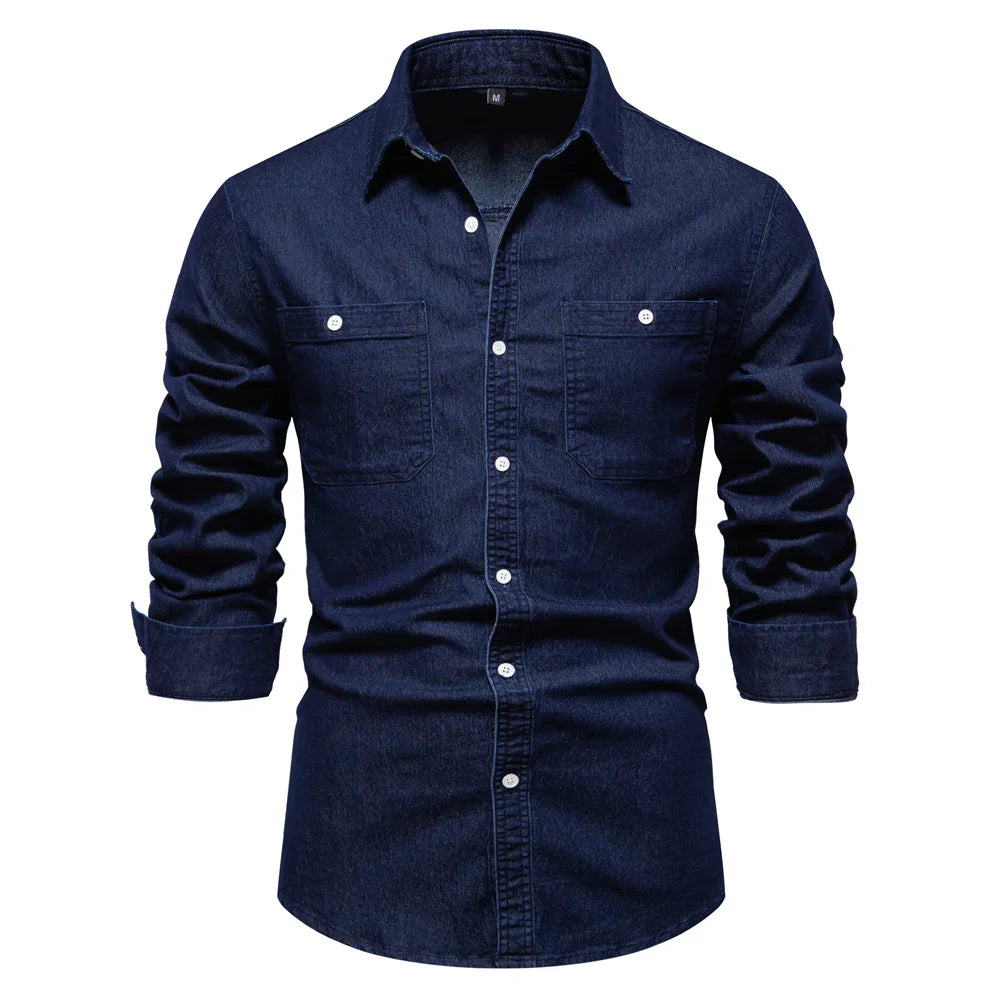 Buttton down slim jean shirt for men