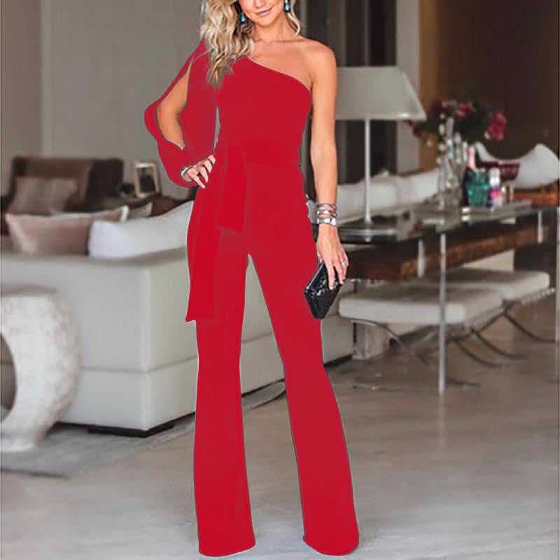 One-shoulder slim jumpsuit for women