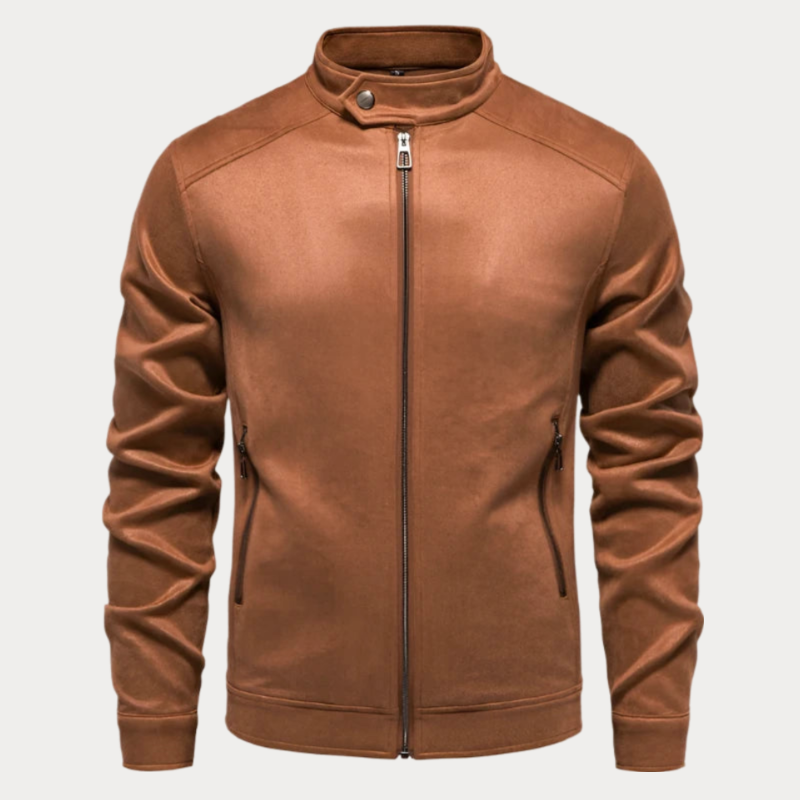 Stand collar zip-up jacket  for men