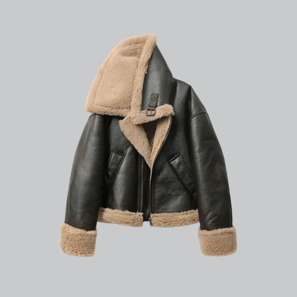 Vintage faux leather jacket for women