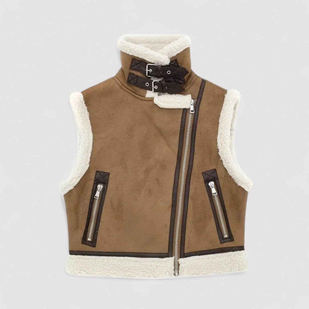 Trendy biker-inspired waistcoat for women