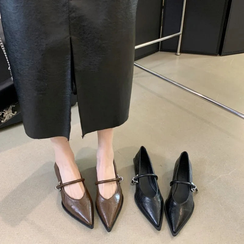 Low heeled pointed shoes for women