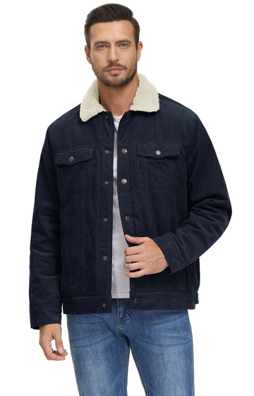 Fleece-lined corduroy jacket for men