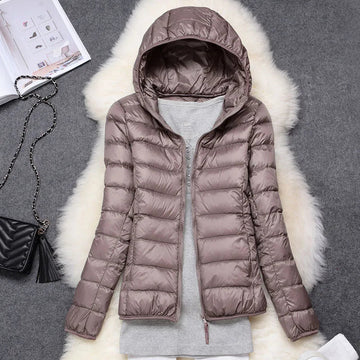 Women’s Down Jacket – Quilted – Tailored Fit – Hooded Hip Length