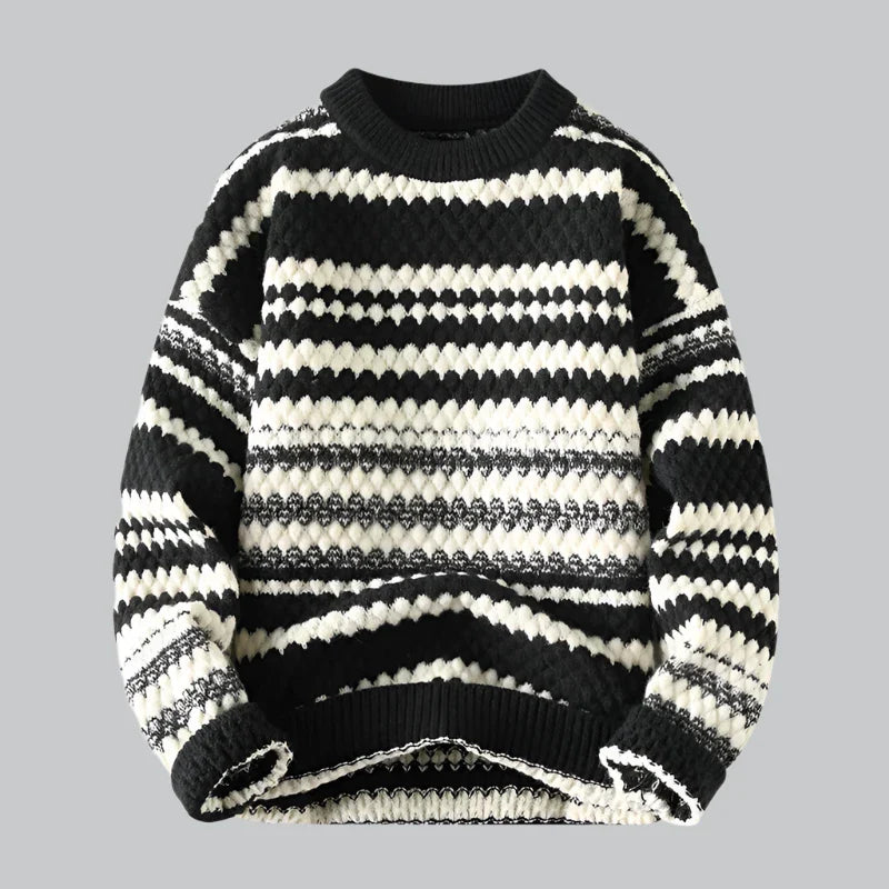 Striped pull-over knit sweater for men