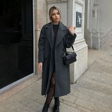Women’s Trench Coat – Wool Blend – Tailored Fit – Double-Breasted – Full Length