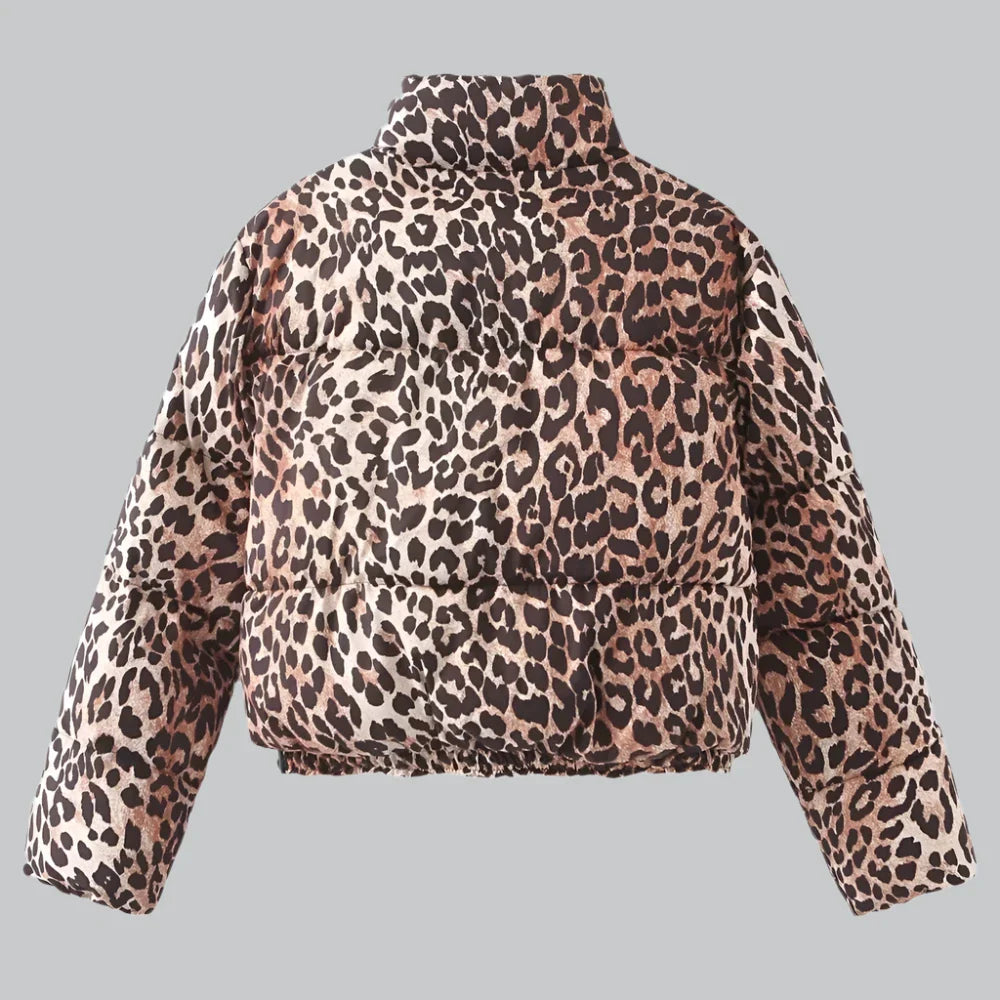 Versatile leopard print padded jacket for women