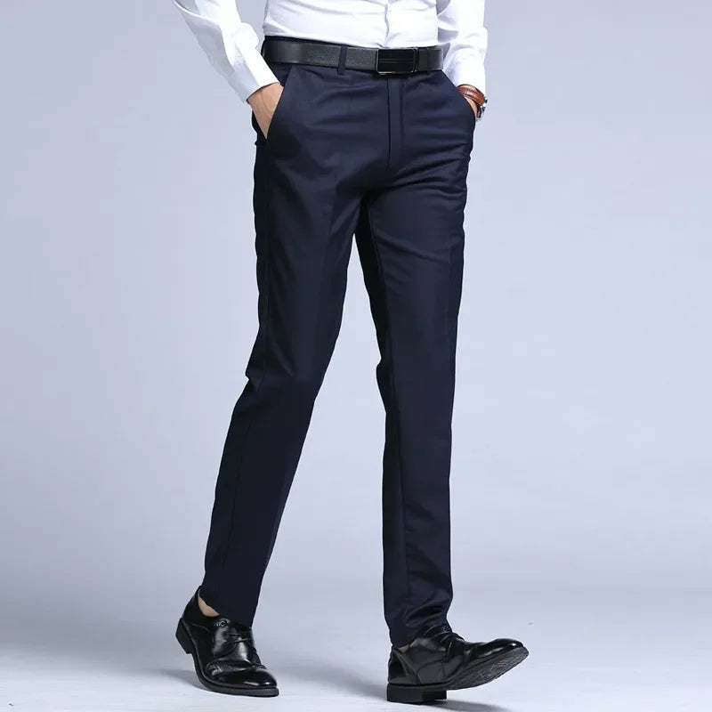 Men’s Dress Pants – Slim Fit – Wool Blend – Tapered Leg – Flat Front Formal Wear