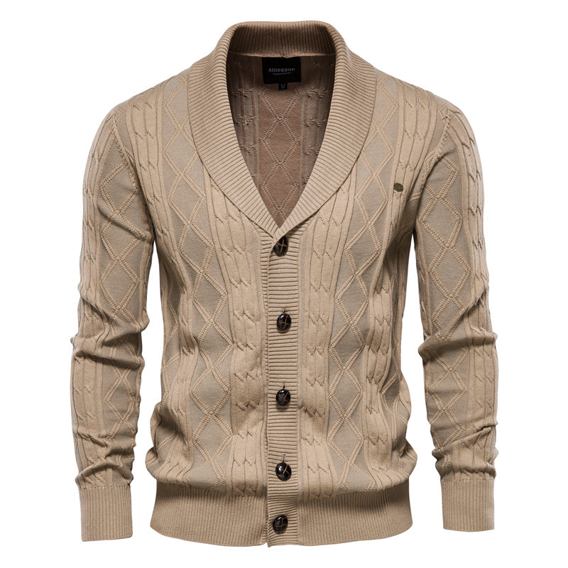 Classic button-up shawl cardigan sweaters for men