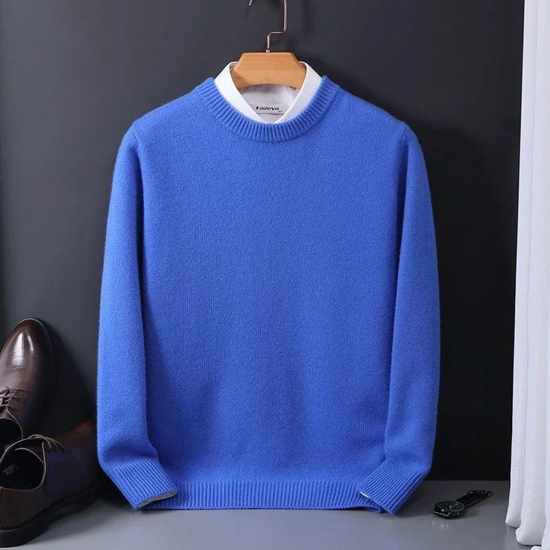 Pull-over ribbed cuffs knit sweater for men