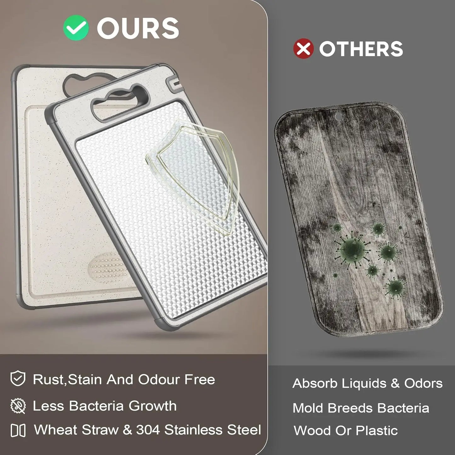 Textured Stainless Steel Reversible Cutting Board