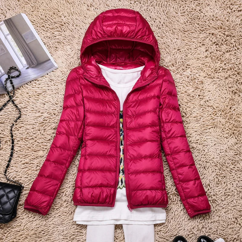 Women’s Down Jacket – Quilted – Tailored Fit – Hooded Hip Length