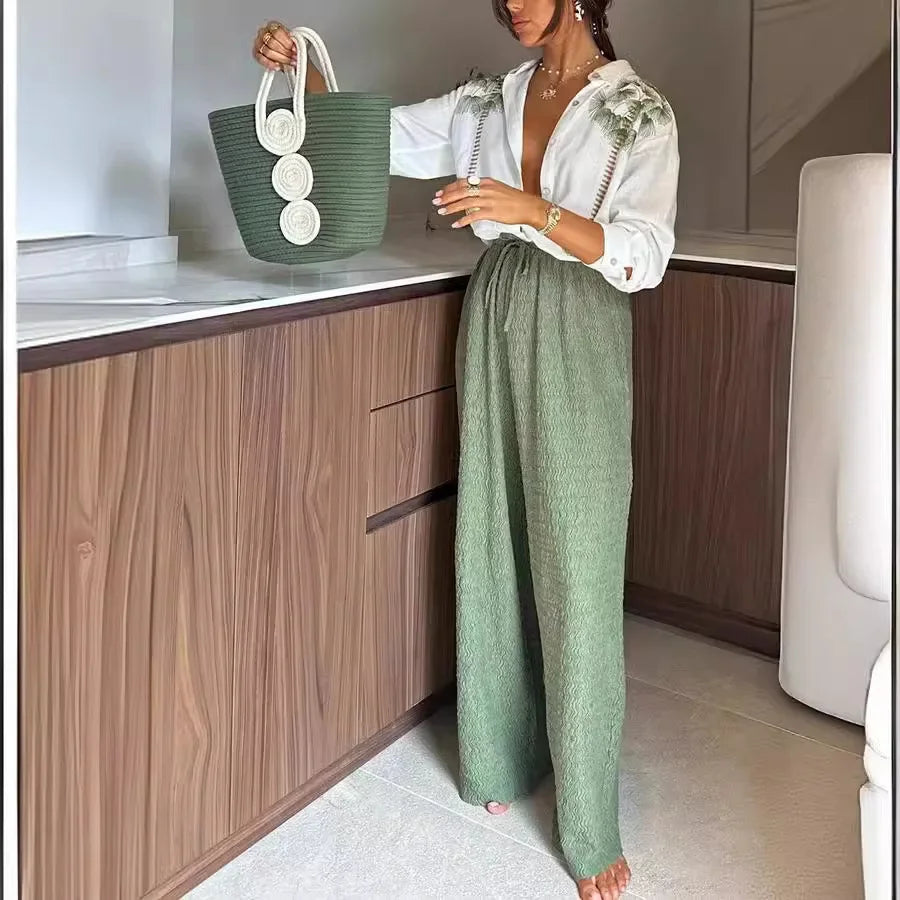 Women's Casual Two-Piece Printed Pants Set for Spring