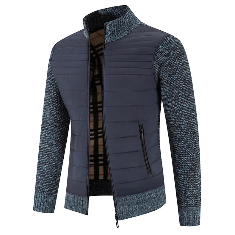 knitted fleece sweater jacket for men