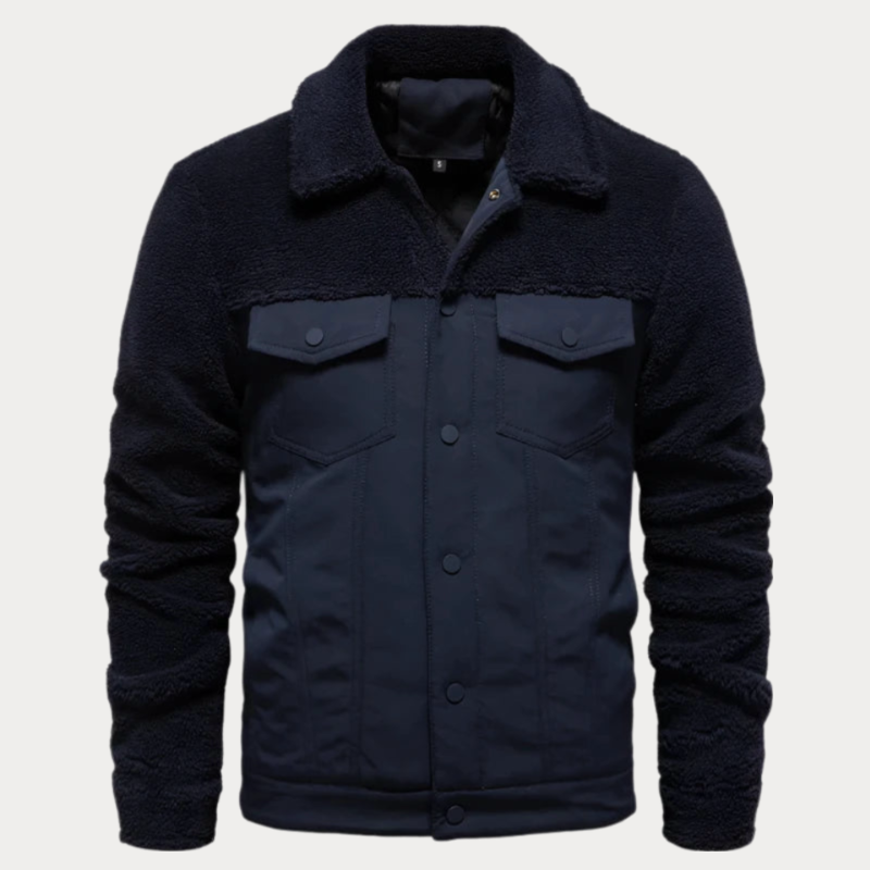 Insulated winter jacket with fur collar for men