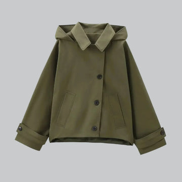 Stylish solid color hooded jacket for women