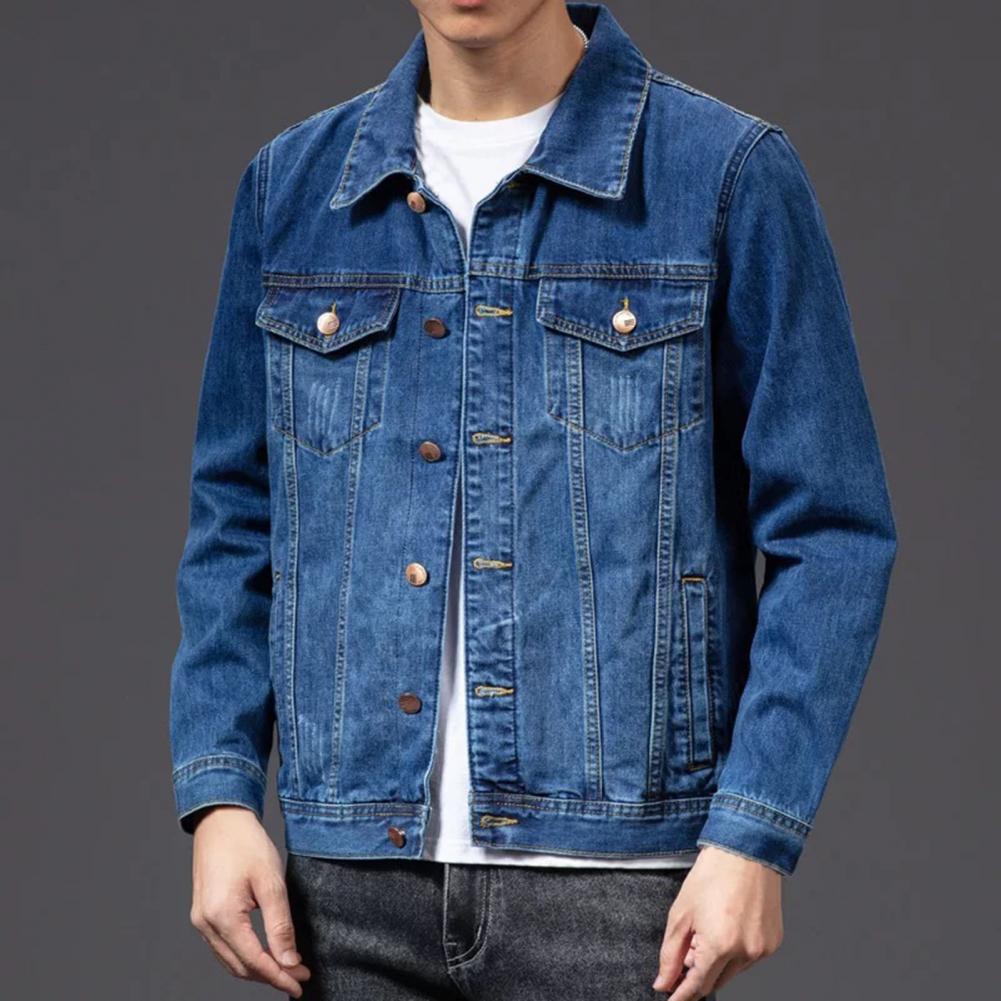 Men’s Denim Jacket – Structured Fit – Button Front – Chest & Side Pockets