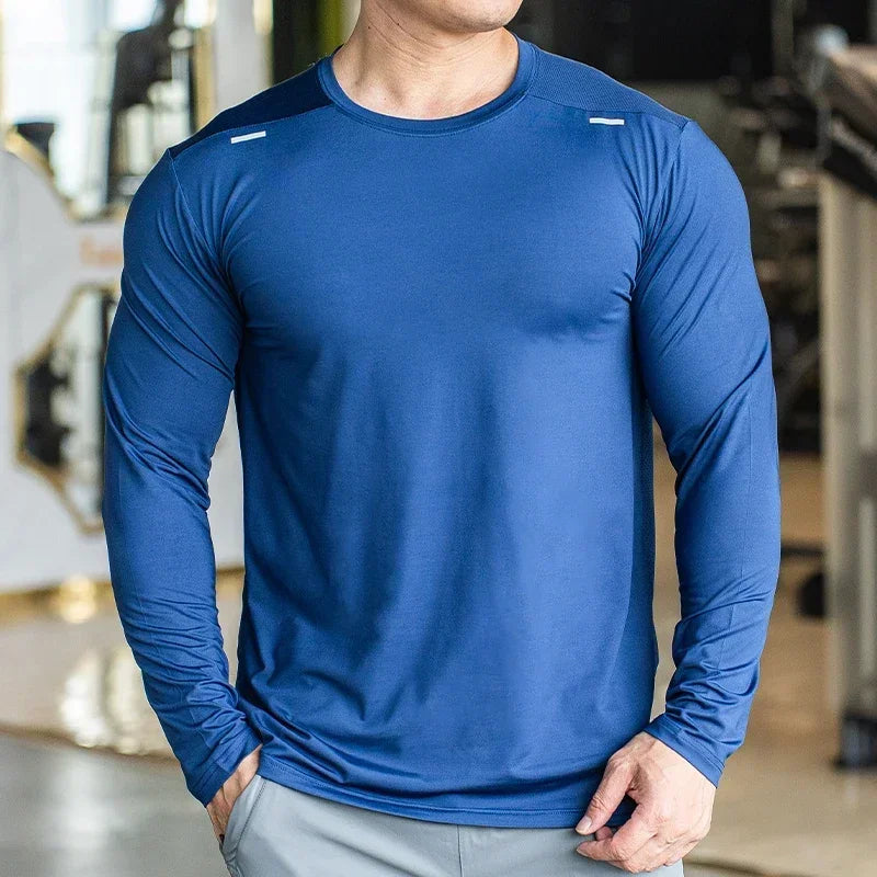 Men's Quick-Dry Long-Sleeve Sports Training Shirt Polyester