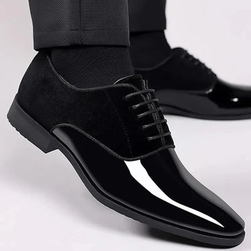 Men's Oxford Shoes - Suede & Leather - Contrast Toe - Lace-Up Formal Dress