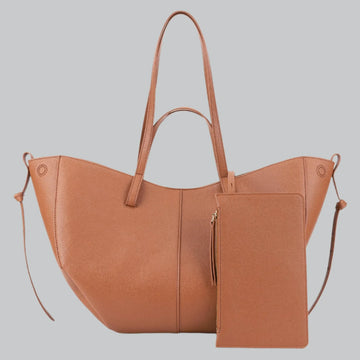 Leather shoulder tote bag for women