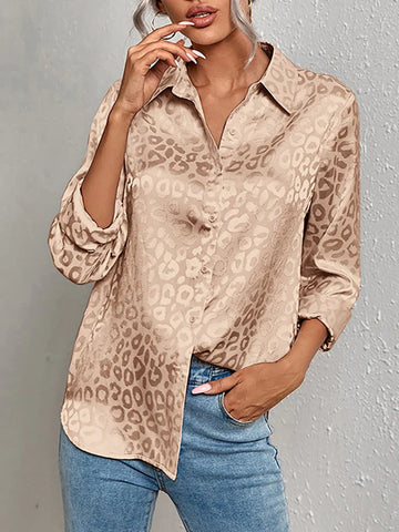 Women's Satin Leopard Print Blouse – Formal & Business Wear
