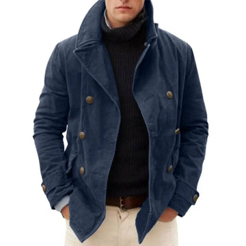 Double breasted turn-down collar coat jacket for men